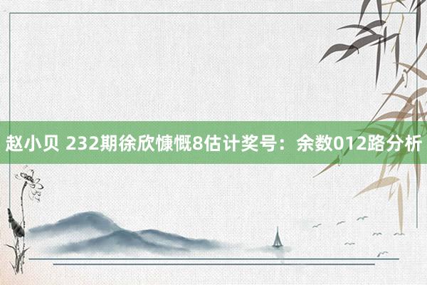 赵小贝 232期徐欣慷慨8估计奖号：余数012路分析