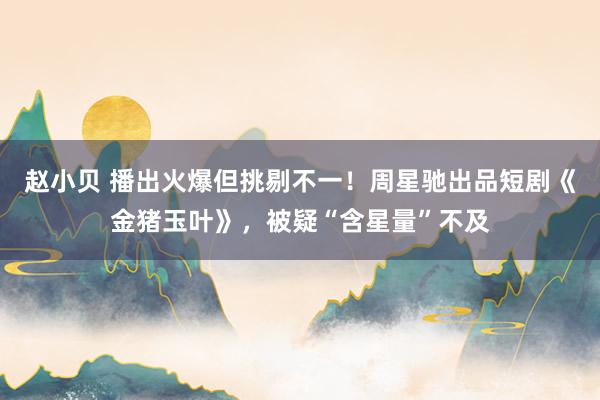 赵小贝 播出火爆但挑剔不一！周星驰出品短剧《金猪玉叶》，被疑“含星量”不及