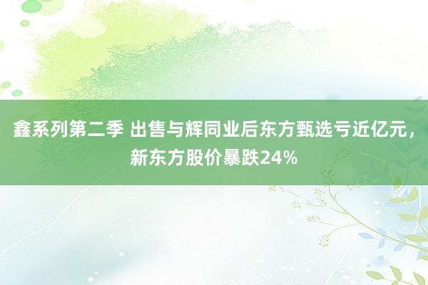 鑫系列第二季 出售与辉同业后东方甄选亏近亿元，新东方股价暴跌24%
