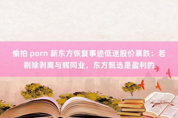 偷拍 porn 新东方恢复事迹低迷股价暴跌：若剔除剥离与辉同业，东方甄选是盈利的