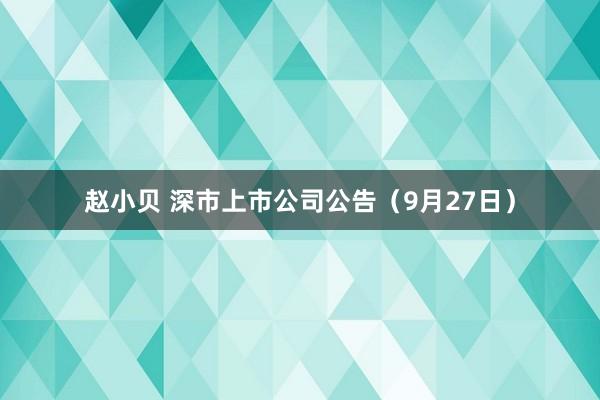 赵小贝 深市上市公司公告（9月27日）