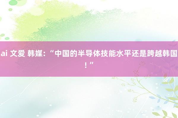 ai 文爱 韩媒: “中国的半导体技能水平还是跨越韩国! ”