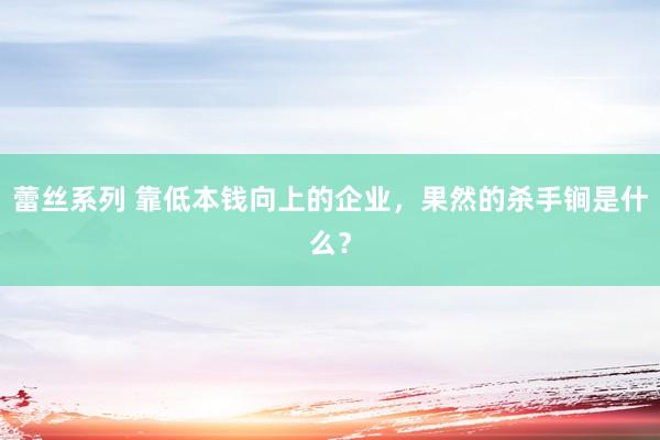 蕾丝系列 靠低本钱向上的企业，果然的杀手锏是什么？